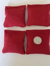 1 set of 4 Red mini cornhole, bean bags, 3" X 3"