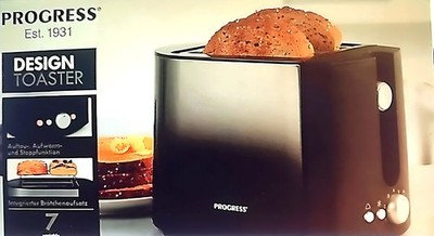 Progress Toaster 2 Scheiben 870 W Schwarz mit Brötchenaufsatz NEU
