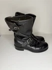 Motorcycle Boots Steel Toe Men size 12D Black Leather Double Strap Oil Resistant