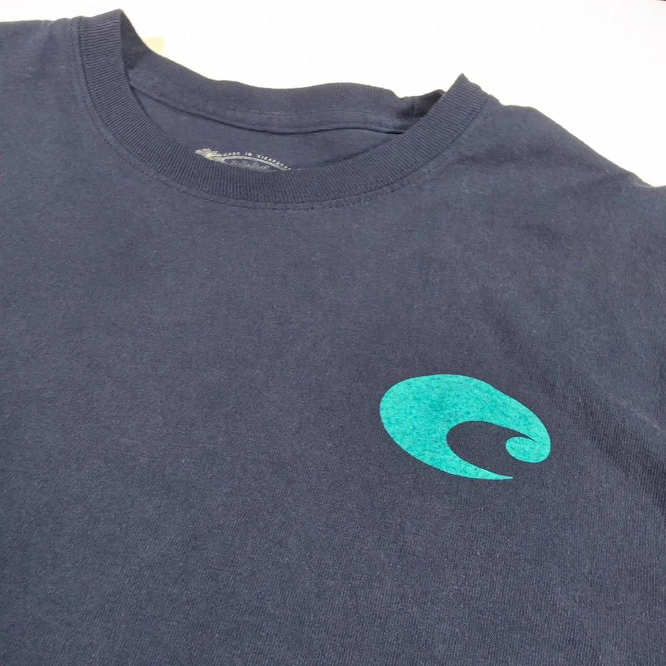 Costa Del Mar Men's T-Shirt Logo Print Tee Long Sleeve Crew Navy Blue Medium - Image 2 of 4