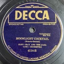 Glen Gray &ndash; Moonlight Cocktail 10" Shellac Record 1942 Decca Jazz 78 RPM