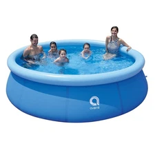 10 ft x 30 in Above Ground Pools, Inflatable Top Ring Round Pool, Blue