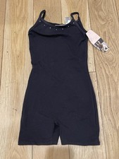Danskin Freestyle Biketard Leotard Bodysuit Rhinestone Studs Black New Girls S