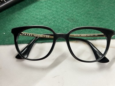 Prada Unisex Round Glasses Frames Black VPR 13U 48 18 1AB-101 140 used condition