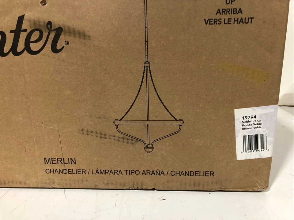 Hunter Merlin 5-Light Dark Noble Bronze Chandelier 19794 New Other - Image 3 of 3