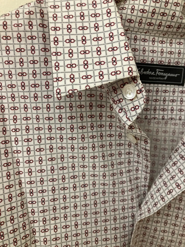 Camisa de vestir roja/negra/blanca 17/43 usada en excelente estado Salvatore Ferragamo Foto 4 de 4