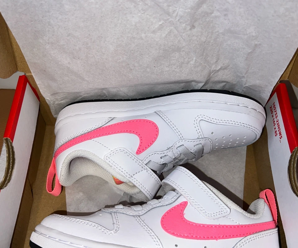Новый NIKE COURT BOROUGH низкий 2 (PSV) белый/розовый (BQ5451 108) Sz 10.5c - Изображение 2 из 4