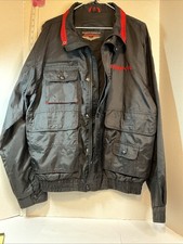 Snap-on Tool Medium Black Red Mechanic Jacket Utility Pocket Full Zip Snap Front