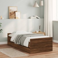 Bett Mit Schubladen Braun Eiche-Optik 75X190 Cm