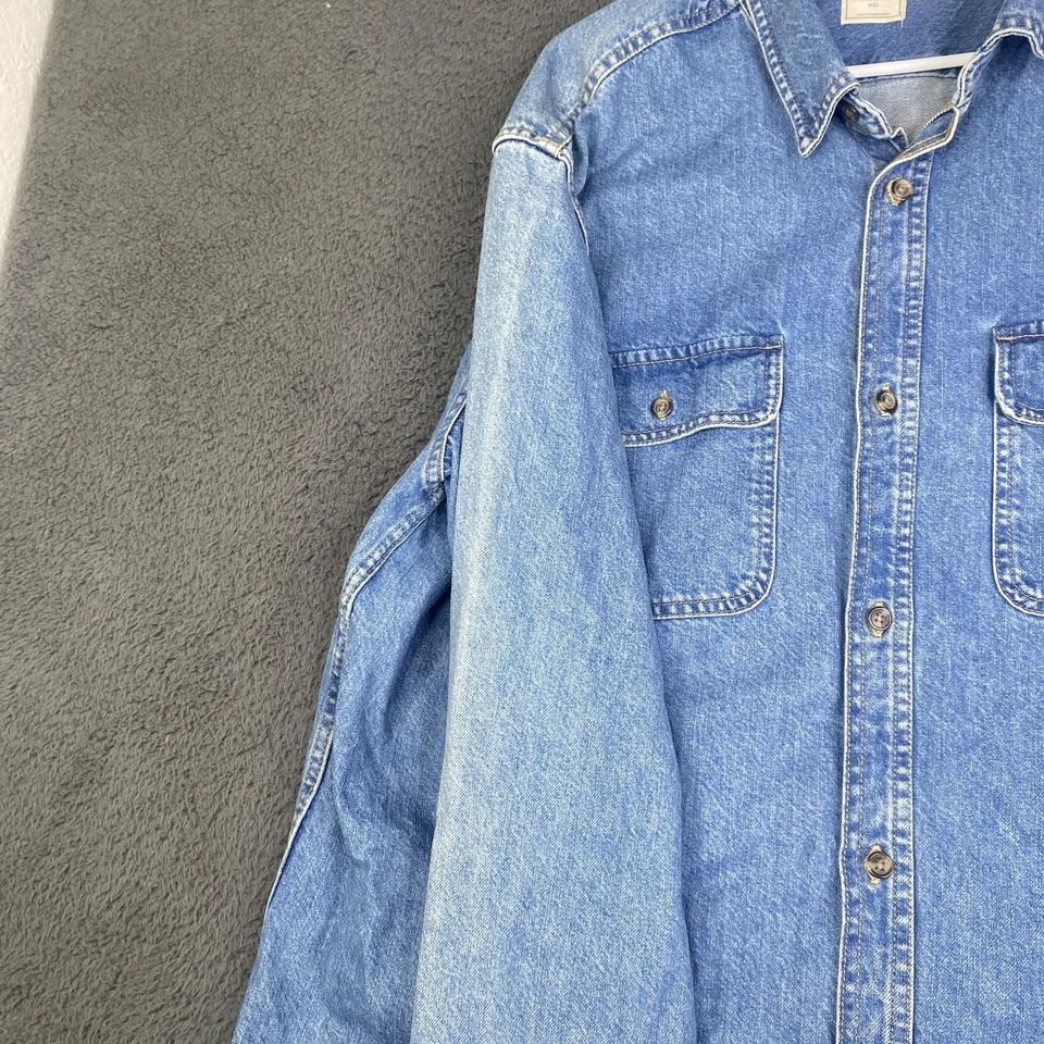 Old Navy Shirt Mens 2XL Blue Denim Workwear Overshirt Shacket Chore VTG - Image 4 of 4
