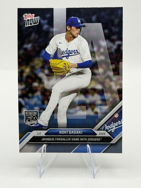 2025 Topps Now Roki Sasaki OS-13 International FA Signing First Dodgers Card