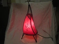 vintage African accent lamp with hand painted leather shade