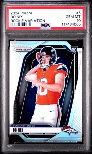 2024 Panini Prizm Silver Rookie Variation PSA 10 Bo Nix Broncos SP JT2