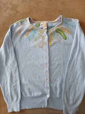 Sundance Womens Sz M Blue Longsleeve Button Up Cardigan W/embroidery Sequens