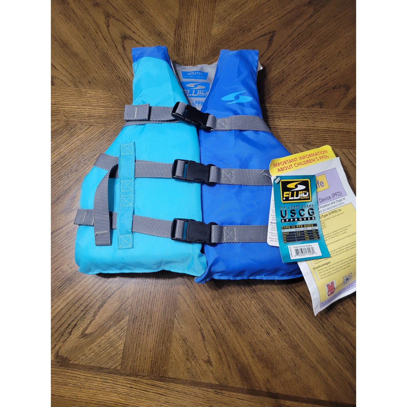 Fluid Aquatics Youth Life Jacket PFD USCG Approved 50-90 lbs