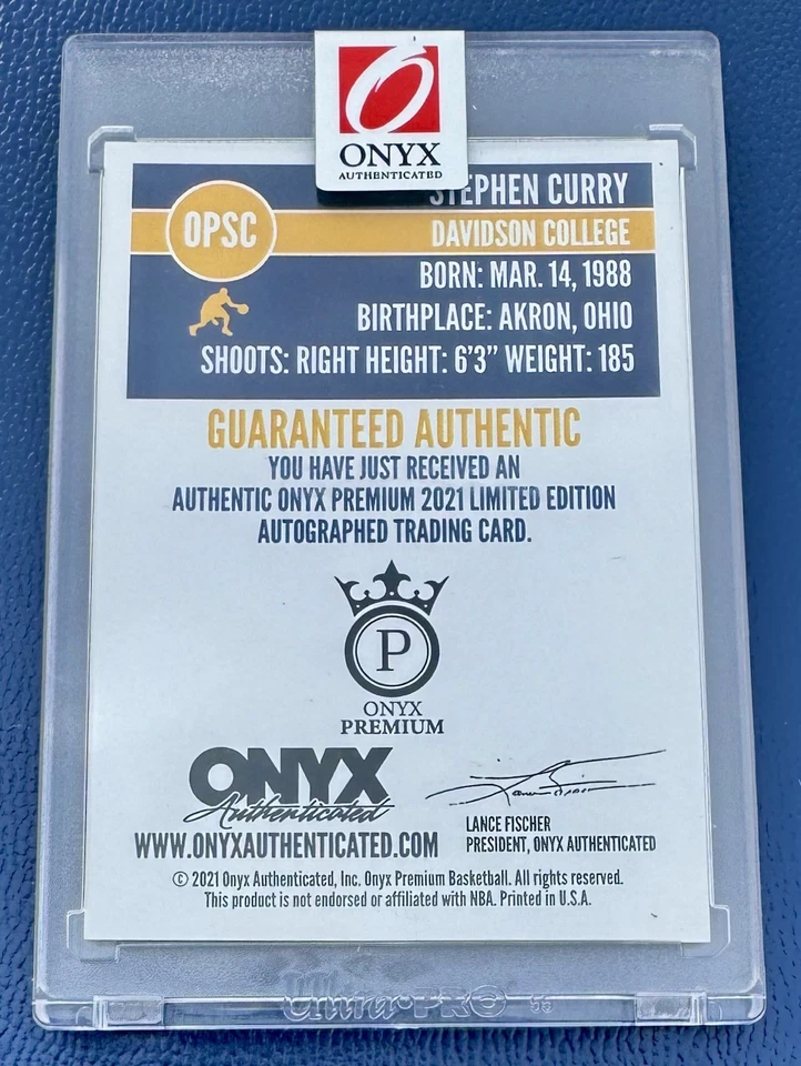 Onyx Vintage 2021 Stephen Steph Curry en tarjeta autógrafo automático - sellado de fábrica Foto 2 de 2