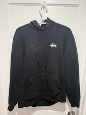 STUSSY Pullover Hoodie Double Sided Logo Black Men  s Medium