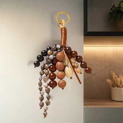 Fashion Rope String Bag Car Keychain Lucky Bodhi Beaded Backpack Pendant