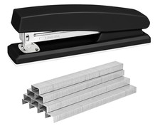 Stapler with 5000 Staples, Office Stapler, 25 Sheet Capacity, Non-Slip, Black