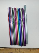 Lot Of 14 Crochet Hooks Different Sized Multi Colored
