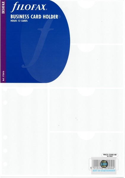 Filofax Deskfax size Business Card Holder Insert Refill 173616
