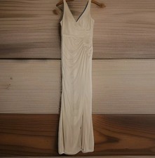 Azazie Leandra Bridesmaid Dress 2 Mermaid Champagne Mesh V-neck Formal Gown Prom