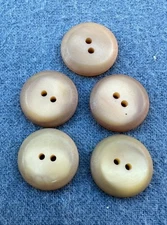 #699 Vintage 5 Beige Plastic BUTTONS 2 Hole Flat 7/8"