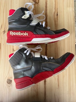Reebok Commitment Mid RARE RETRO D Silver White Red Shark 11.5 Vintage