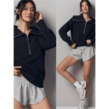Varley Sweatshirt Vine Pullover Quarter Zip Ribbed in Black