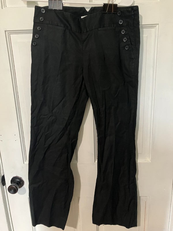 LOFT Marisa Pants 6P Petite Ann Taylor Women Button Detail Side Zip Work 0202