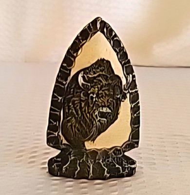 Carved Stone Buffalo Bison Arrowhead Sculpture Southwestern Western Decor