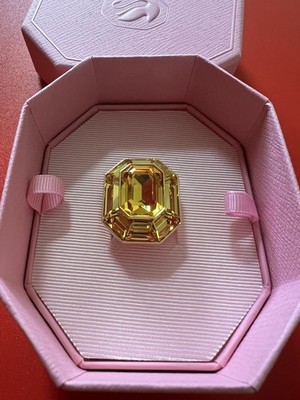 SWAROVSKI Ring Lucent Yellow Gr. 55 UK Achteck Kristall vergoldet Neu + Tasche 
