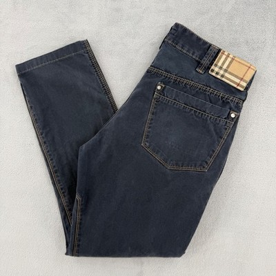 Vintage Burberry London Pants Mens EU 46 US 30 Straight Navy Nova Check Y2K