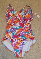 Anne Cole Tropical Print Twisted Underwired Swim Suit Size 16W NWT