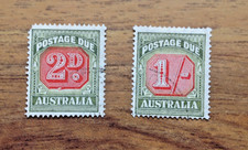Australia 1909 Postage Due 2d & 1/ Used Stamps . Free UK Postage