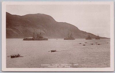Royal Navy Kanalflotte Regatta 1907 Stokers Cup Rennen RP Postkarte