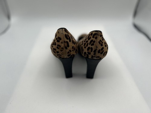 Franco Sarto Heels Women's Sz 7M Brown Suede Slip On Square Toe Leopard Print - Picture 3 of 6