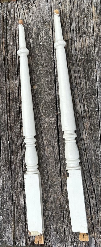 2 30 1/2” White Architectural Salvaged 140 Year Old Spindles