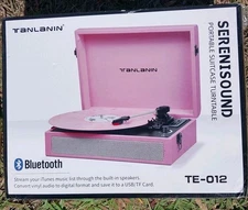 Serenisound Portable Suitcase Turntable  Te-012 Bluetooth Pink