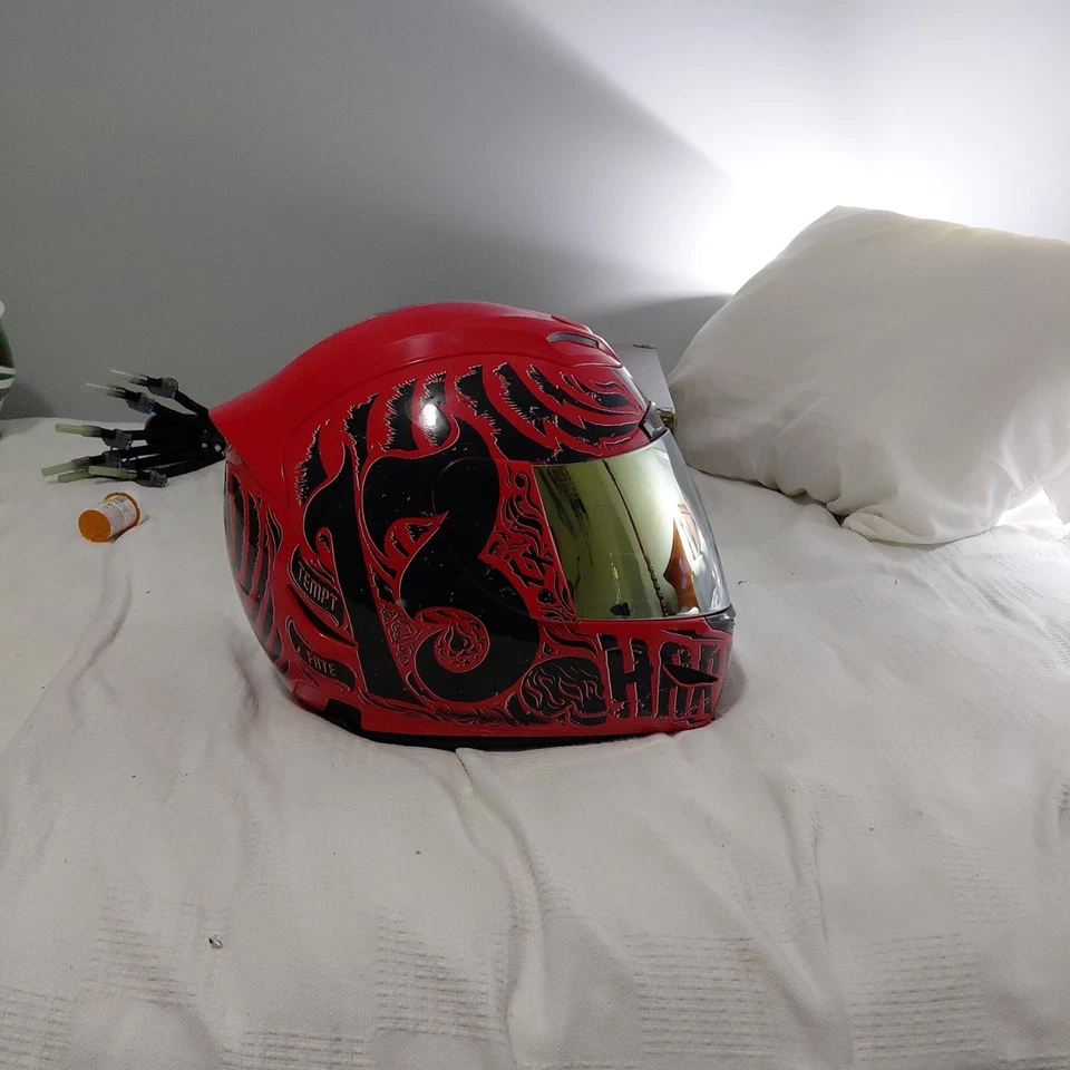 Capacete de motocicleta I’Con Airmada Red Shulls tamanho. GG  - Imagem 2 de 4