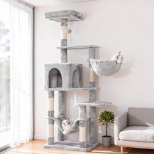 Cat Tree with Large Hammock, Multi-Level Cat Tower for Indoor Cats, Cat Condo wi