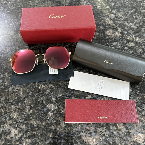 Cartier 58mm Panthère de Cartier Hexagonal Sunglasses. New Full Kit. Msrp $1295 - Picture 4 of 13