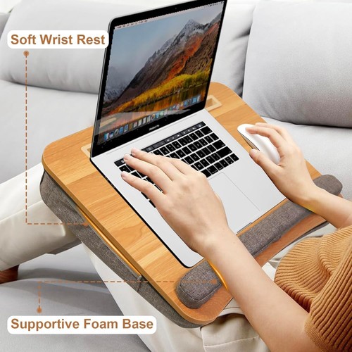 Bureau à Lap pour Ordinateur Portable avec Coussin, Bureaux à Lap pour Adultes avec Rangement Convient jusqu'à 1 - Photo 2/7
