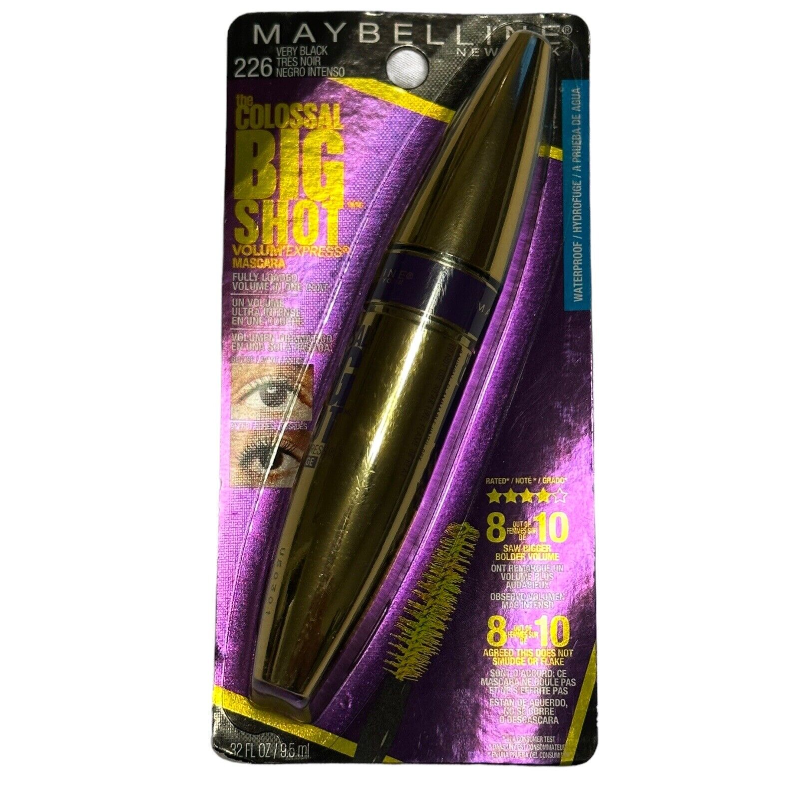 Maybelline Volum Express The Colossal Big Shot Waterproof Mascara, Very  Black