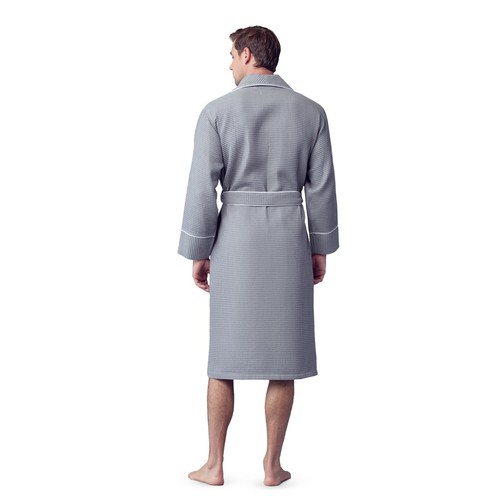 Bata de baño Lotus de lino para hombre con patrón cuadrado de gofres ropa de spa con 2 bolsillos delanteros - Imagen 38 de 95