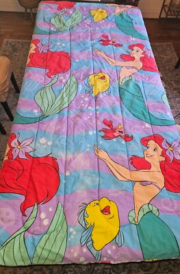 Vtg Disney's Little Mermaid Comforter Ariel Sebastian Flounder Reversible  Twin