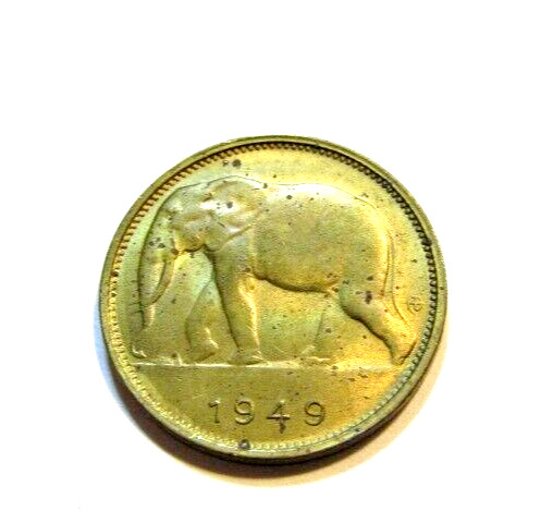 Belgium Congo 1949 1 Franc unc Coin Elephant