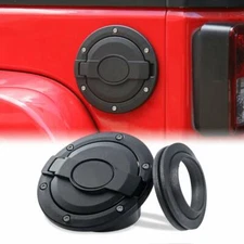 Aluminum Gas Tank Cap Cover Fuel Filler Door for Jeep Wrangler JK JKU 2007-2017