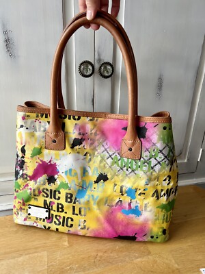 Gwen Stefani handbag tote graffiti Paint purse Double Handle  Leather