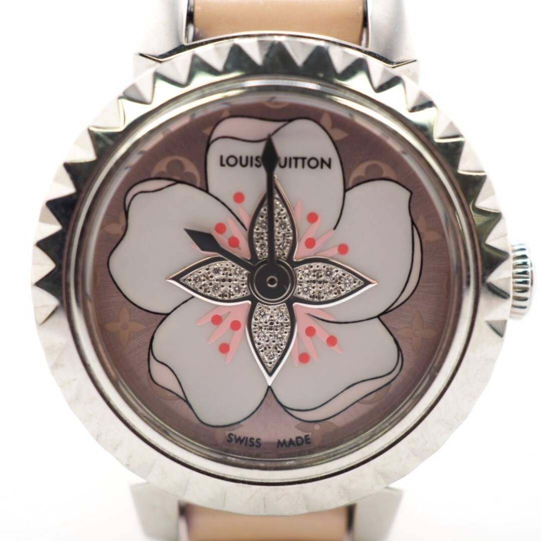 LOUIS VUITTON Tambour Sakura Q13MJE 8P diamond Quartz Ladies Watch_845171 Louis Vuitton Tambour Sakura 8P Diamond SS/Leather Q13MJE  main image 2